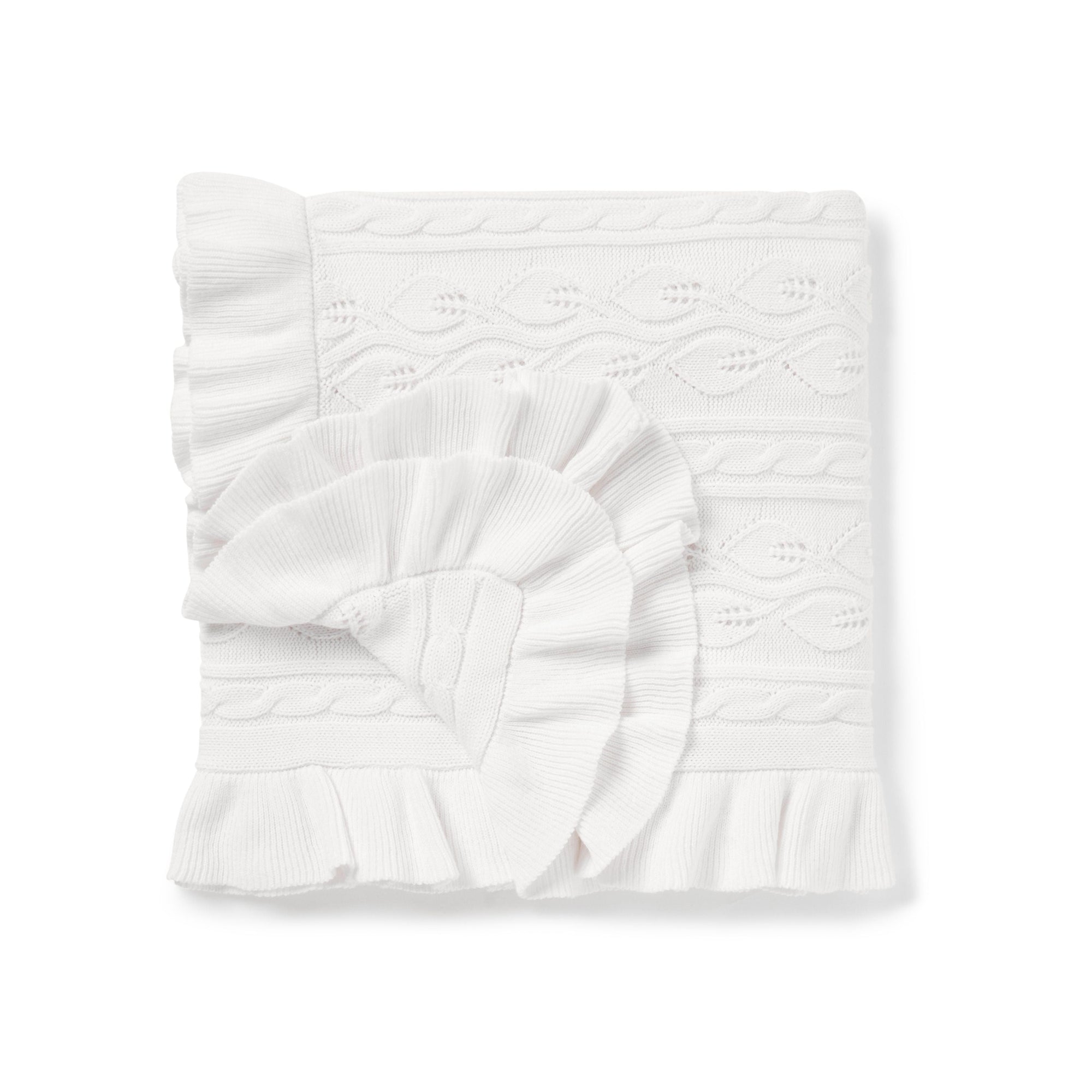 A&O Snow Ruffle Knit Blanket-Wee Kiwi Kidz