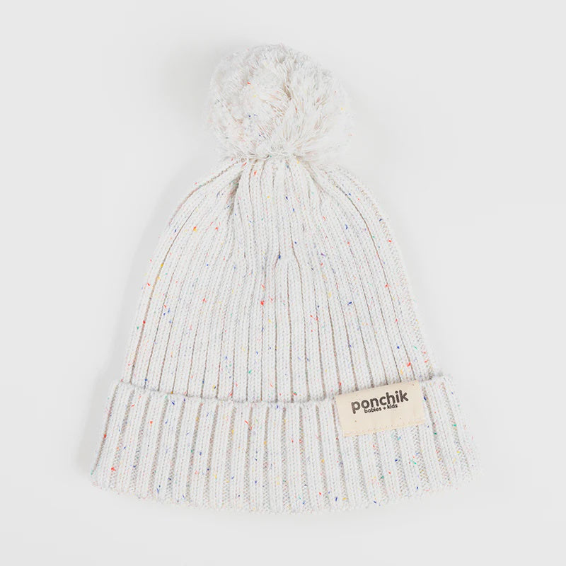 Ponchik Pompom Speckle Beanie-Wee Kiwi Kidz