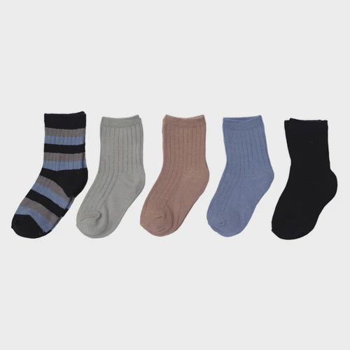 Korango Assorted Ribbed Socks 5 Pack-Wee Kiwi Kidz