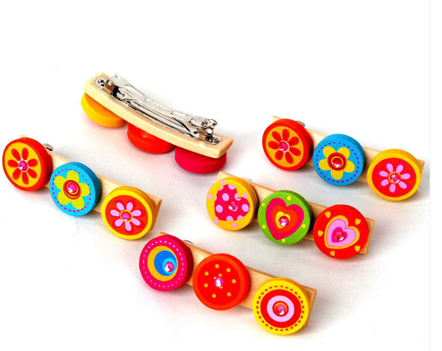 Wooden Hair Clips Assorted-Wee Kiwi Kidz