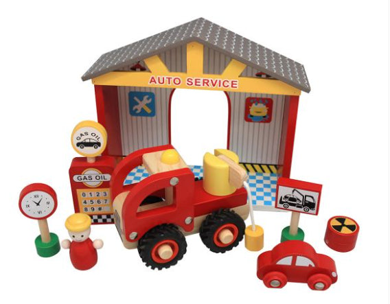 Wooden Service Station Set-Wee Kiwi Kidz