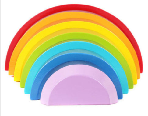 Wooden Rainbow Stacking Block-Wee Kiwi Kidz