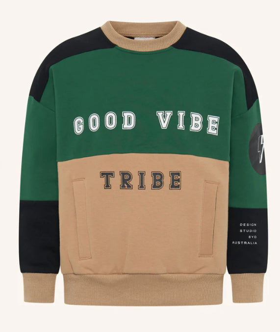 Tiny Tribe Good Vibe Tribe Sweater-Wee Kiwi Kidz