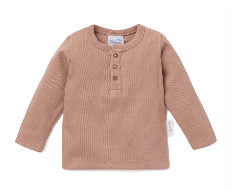 Aster & Oak Cocoa Henley Top-Wee Kiwi Kidz