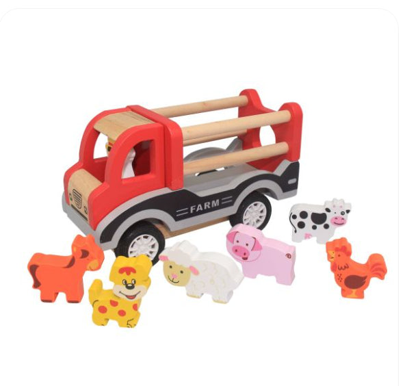 Wooden Pullback Farmtruck-Wee Kiwi Kidz
