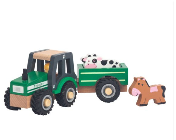 Wooden Green Farm Tractor-Wee Kiwi Kidz