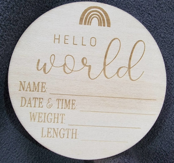 Wooden Hello World Arrival Card-Wee Kiwi Kidz