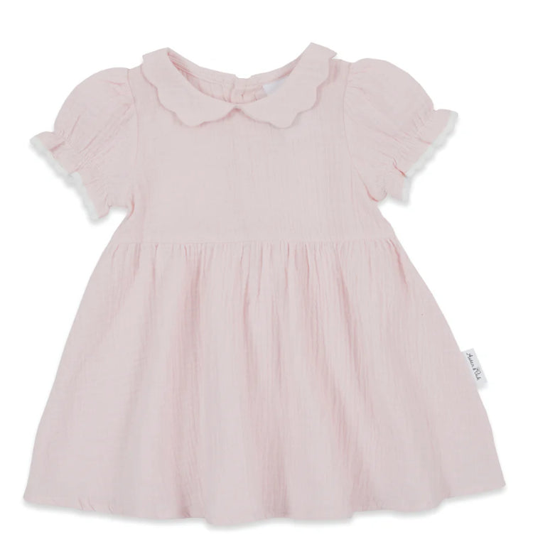 A & O Pink Muslin Trim Dress